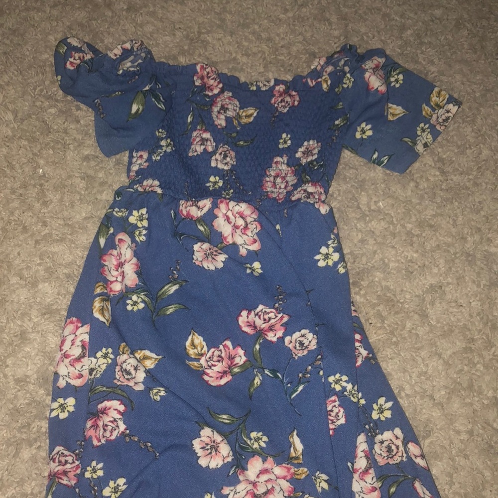 blue floral dress off the shoulder⭐️